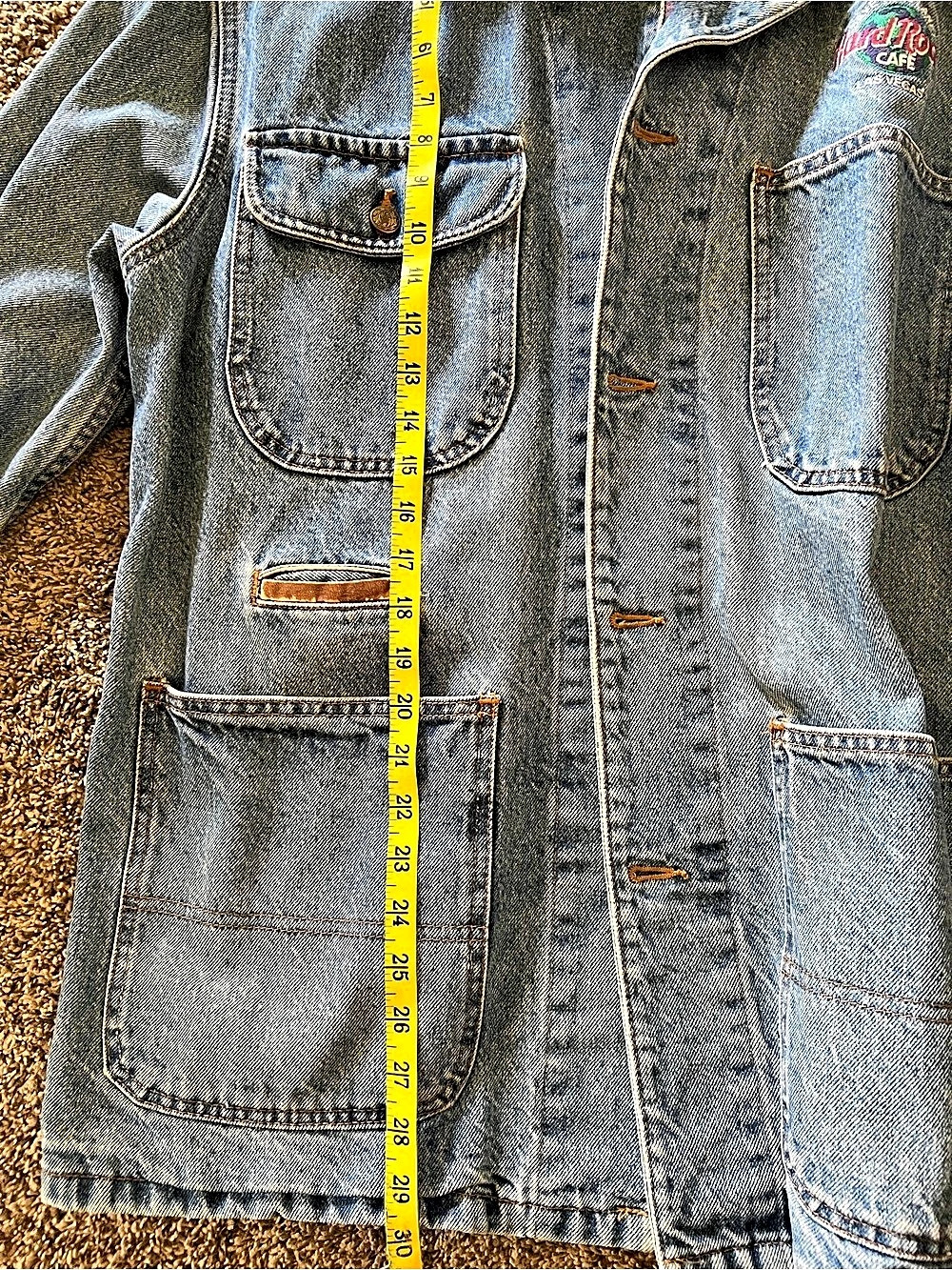 Hard Rock Cafe Custom Classics Denim Shirt Jacket Blue Brown Size Medium - Picture 5 of 7